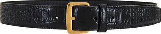 Saint Laurent Crocodile-Embossed Leather Belt, Size 90 cm