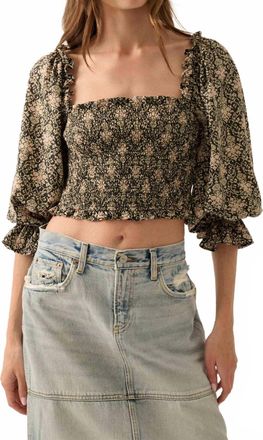 Promesa Bella Cropped Puff Sleeve Top In Black