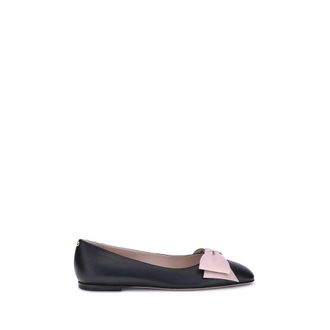 Valentino Garavani Black Calf Leather Bos Taurus Ballet Womens Flats