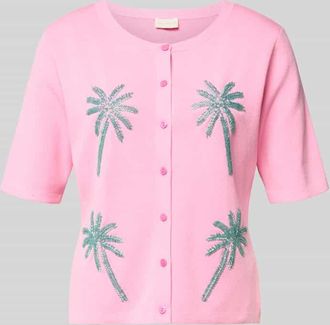 Milano Milano Italy Strickjacke aus Viskose-Mix mit Perlen in Pink, Gr&ouml;&szlig;e XXL