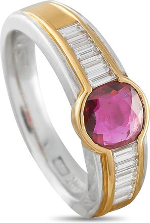 Luxury Bazaar Platinum and 18K Yellow Gold 0.37ct Diamond and Ruby Ring MF30-051526