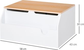 HOMCOM Kids Toy Storage Box - with Gas Hinge - White & Brown | TJ Hughes