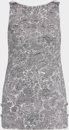 Dolce & Gabbana Metallic Brocade Sleeveless Buttoned Mini Dress