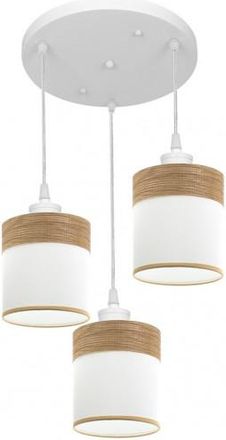 Fabrilamp Plafon Cloe 3xe27 Blanco/blanca-madera Clara Regx42x42 Cm