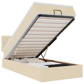 vidaXL Pouf Letto Con Materasso E Led Crema 90x200 Cm In Tessuto Vidaxl