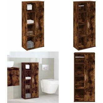 vidaXL Mobile da Bagno con Portarotolo Rovere Fumo 39x22x90 cm - Armadietto da bagno - Portarotolo carta