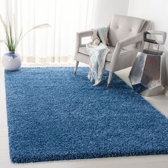 Safavieh Evolution Shag Machine Made Area Rug, Blue Shag / Flokati Style Easy Care