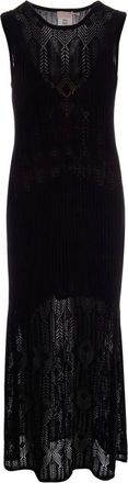 Liu Jo Long Openwork Knit Dress - female - Liu Jo - Knitted Dresses - Black - S - Dresses