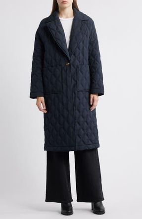 Bernardo Diamond Quilted Long Coat in Navy at Nordstrom Rack, Size Medium