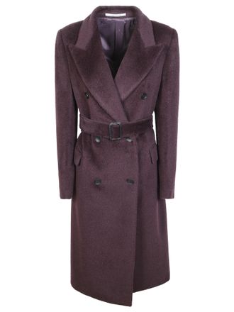 Tagliatore Jole Deep Plum Double-Breasted Alpaca-Blend Coat