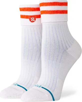 Stance Womens Roll Cuff Quarter Socks Pink M