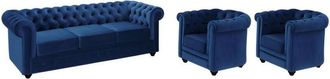Vente-Unique Divano 3 posti e 2 poltrone CHESTERFIELD in velluto Blu notte