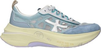 Premiata Light Blue Fabric Womens Sneakers