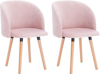 Woltu Juego De 2 Sillas De Comedor, Silla De Cocina, Asiento De Terciopelo Y Patas De Madera Maciza, Color Rosa - Woltu