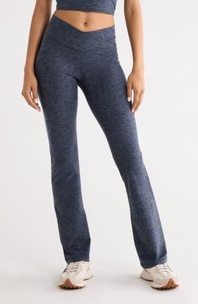 Zella Renew Crossover Boot Cut Leggings in Navy Armada Melange at Nordstrom, Size X-Small