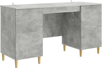 vidaXL Escritorio Con Estante Gris Hormig&oacute;n 142,5 X 50 X 75 Cm Vidaxl