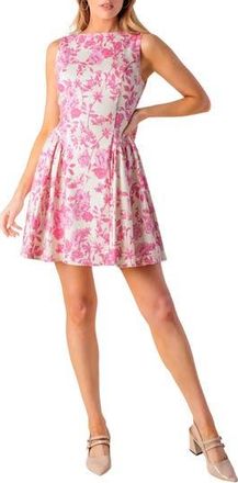 Flying Tomato Floral Sleeveless Bow Back Cotton Blend Minidress in Ivory Pink at Nordstrom Rack, Size X-Small