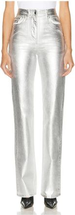 Ferragamo Pantal&oacute;n Recto Met&aacute;lico - Trousers - Mujer - Gris - 2XS