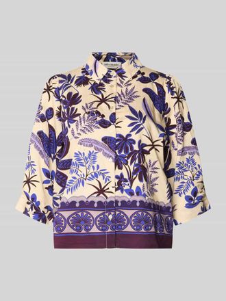 Lollys Laundry Boxy Fit Bluse im Allover-Look Modell Bono in Lila, Gr&ouml;&szlig;e XL