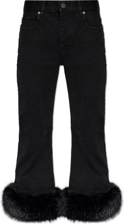 Balenciaga Cropped Jeans, female, Black, Size: W29 Fur Trim Flared Capri Pants