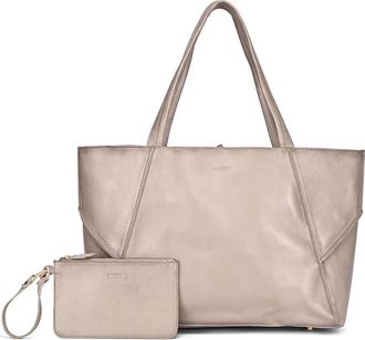 OLD TREND Wishbone Oversized Leather Carryall Tote in Grey at Nordstrom