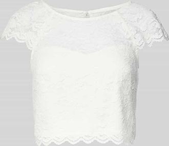 Jake*s T-Shirt mit Spitzenbesatz in Ecru, Größe 36