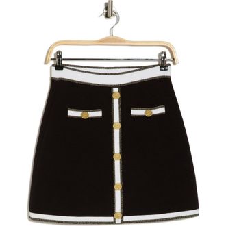 L'agence Emi Knit Miniskirt in Black/White/Gold Lurex at Nordstrom Rack, Size Xx-Large