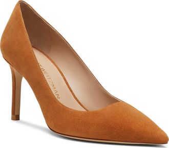 Stuart Weitzman Stuart Power 75 Pointed Toe Pump in Hazel Suede at Nordstrom, Size 9.5