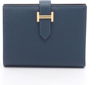 Herm&egrave;s Blue Epsom Leather Wallet (Bi-Fold) (Pre-Owned)