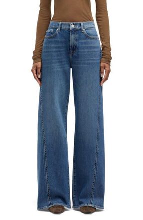 7 For All Mankind Lotta Twisted Seam High Waist Wide Leg Jeans in Street Wise Wit at Nordstrom, Size 24