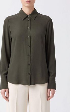 Patrizia Pepe Long-Sleeved Green Viscose Shirt with Classic Collar
