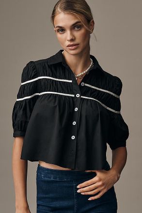 Maeve The Leandra Shirred Yoke Blouse by Maeve