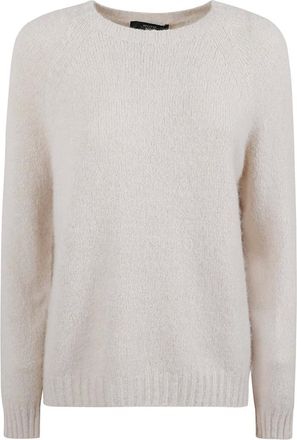 Max Mara Truien & Vesten, Dames, Wit, L, Katoen, Blauwe Alpaca Blend Trui