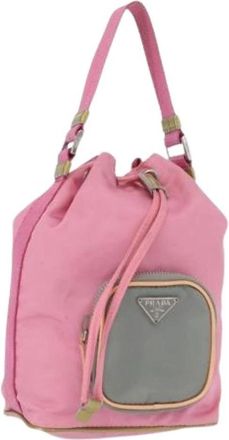 Prada Pre-owned Nylon Bucket Bag - Dames - Vintage Tas - Roze - ONE Size - Nylon - Vintage