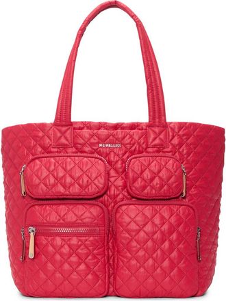 MZ Wallace Large Metro Quilted Nylon Tote in Apple at Nordstrom