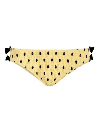Damson Madder shirred bow bikini bottoms - women - Recycled Polyamide/Elastane/Recycled Polyester/Elastane - 16 - Yellow