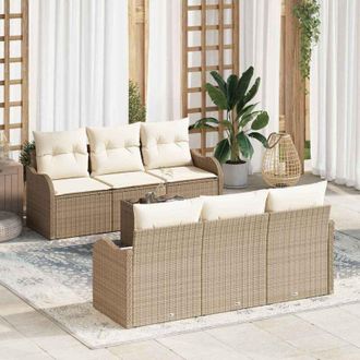 vidaXL Vidaxl - Conjunto De Sof&aacute; De Jard&iacute;n 7 Pcs Beige, Crema 55 X 55 X 37 Cm