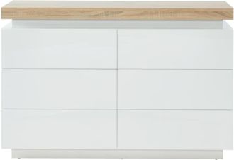 VENTE-UNIQUE.COM C&oacute;moda baja efecto madera color natural claro, blanco