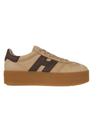 Hogan Beige Textured Nubuck H681 Platform Sneakers