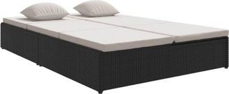 vidaXL Vidaxl - Tumbona Convertible Con Cojines De Rat&aacute;n Sint&eacute;tico Negro