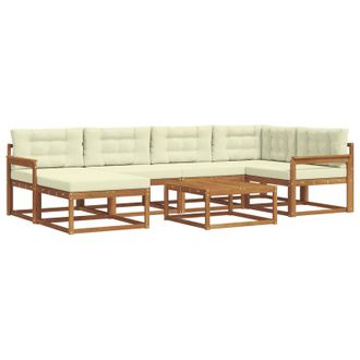 vidaXL Conjunto De Sof&aacute;s De Exterior Con Coj&iacute;n 7 Pcs Natural Y Crema Vidaxl