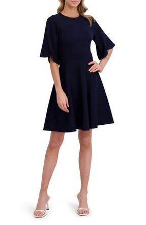 Ted Baker Flutter Sleeve Fit & Flare Sweater Dress in Classic Navy at Nordstrom Rack, Size Large