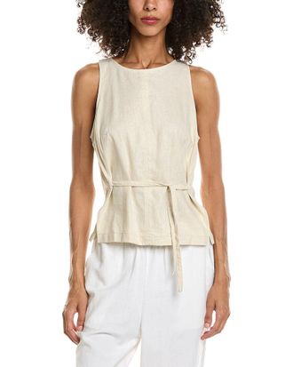 Max Studio Tie Back Halter Linen-Blend Top