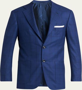 Kiton Mens Royal Blue Virgin Wool Sport Coat