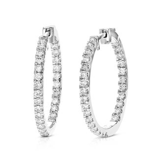 Vir Jewels 1.50 cttw Lab Grown Diamond Hoops Earrings in Sterling Silver With Latch Backs For Women