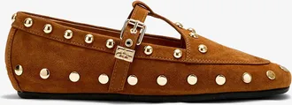 Ganni Brown Mary Jenny Moccasins in Suede