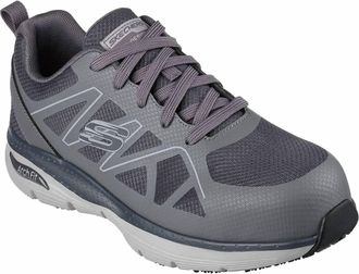 Skechers Mens Arch Fit Slip Resistant Vigorit Sneakers In Solid Grey
