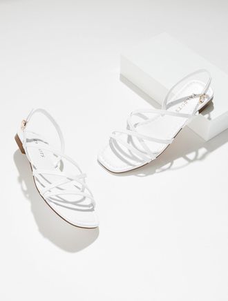 Talbots Liana Strappy Nappa Flats - White - 10 1/2 M Talbots