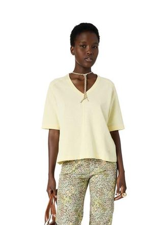 Gerard Darel Marisa V-Neck Short Sleeve T-Shirt in Yellow at Nordstrom, Size Large