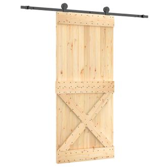 vidaXL Puerta Corredera Natural Y Negro 90 X 210 Cm Vidaxl